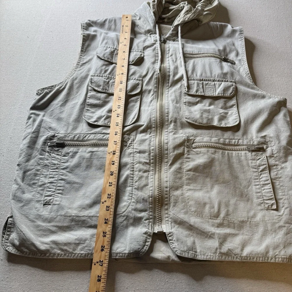 VTG Original Banana Republic Vest Mens XL Safari Multi Pocket Stowaway‎ Hood